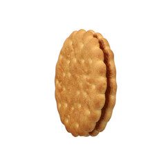 round sandwich cookie filled with chocolate cream isolated on transparent background. png isolated.