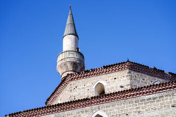 Fototapeta na wymiar Mosque dome and minaret crescents in Safranbolu