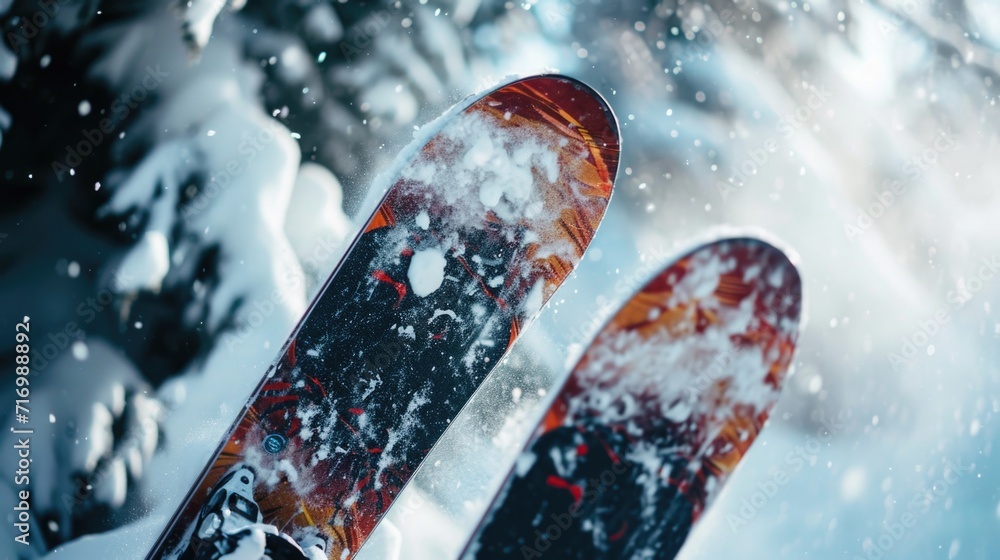 Canvas Prints Skis resting in the snow, perfect for winter sports or outdoor activities