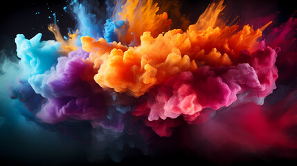 Obraz premium Dust explosion abstract background, Holi background