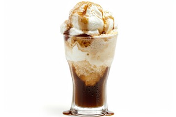 Classic Sweet Indulgence: Root Beer Float On A White Background