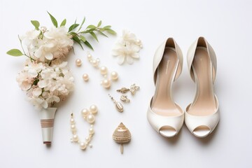 Fototapeta na wymiar Wedding Shoes and weeding Accessories