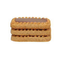 Biscuits covered in milk chocolate, isolated transparent background. png isolated.