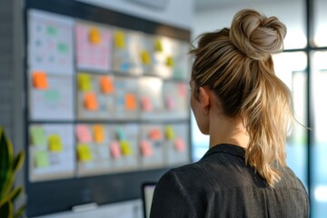 Implementing Agile Development Methodology In Task Management With A Kanban Board - obrazy, fototapety, plakaty