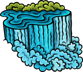 Waterfall cartoon funny illustration