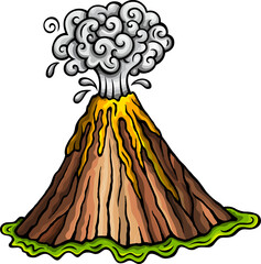 volcano cartoon funny illustration