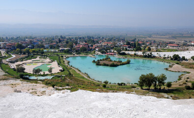 Fototapeta na wymiar Pamukkale Travertines, located in Denizli, Turkey, is a very important tourism region.