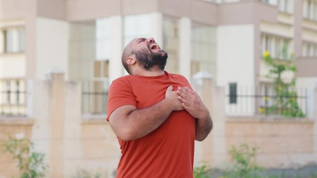 Bald indian Man Heart Attack, Chest pain