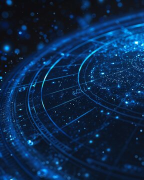 Zodiac signs inside of horoscope circle. Astrology in sky with many stars horoscopes concept.