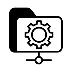 Folder setting solid glyph icon