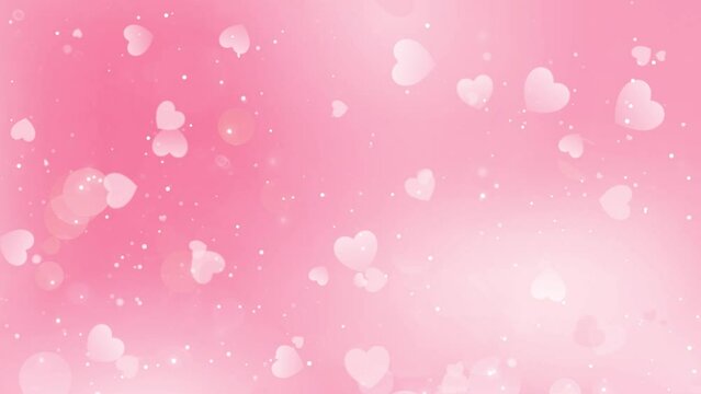 pink valentine day heart animated background. Wedding anniversary, love background. Bokeh, particle, shimmer, sparkle, with heart. Seamless 4K loop background. Love heart greeting video. Mother's day