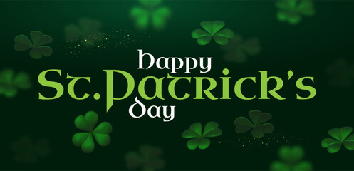 Happy St.Patrick's Day background with shamrock clover leaf. Luck and success. - obrazy, fototapety, plakaty
