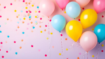 Naklejka premium Colorful Balloons Floating Through the Sky in a Joyful Display