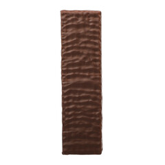 Delicious milk chocolate covered wafer isolated on transparent. Healthy snack, png isolated background.