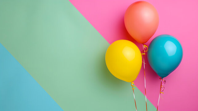 Vibrant Balloons Resting on a Colorful Wall in a Group