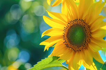 Sunflower on nature background. Sunflower blooming in the garden