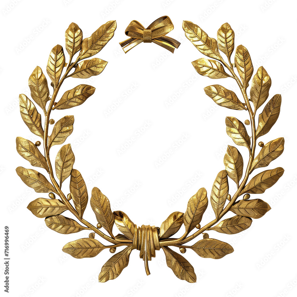 Wall mural Gold laurel wreath isolated on transparent background