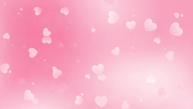 pink valentine day heart animated background. Wedding anniversary, love background. Bokeh, particle, shimmer, sparkle, with heart. Seamless 4K loop background. Love heart greeting video. Mother's day
