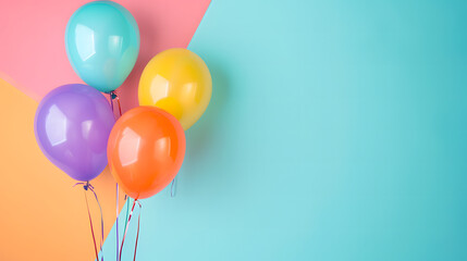Balloons Floating in the Air, Colorful Joyful Party Decorations Celebrating in the Sky