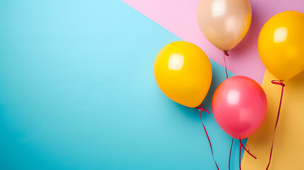 Group of Balloons Floating on Blue and Pink Wall