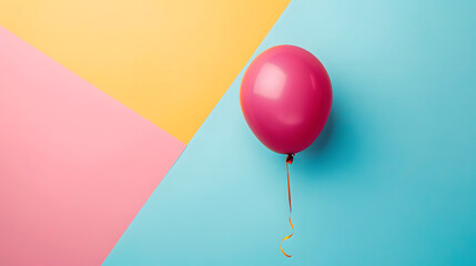 Pink Balloon on Multicolored Background - Vibrant and Playful Decor