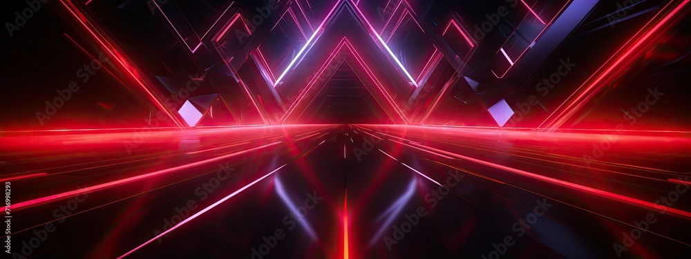 Poster abstract neon speed light futuristic technology background. glowing neon lines. empty futuristic sta