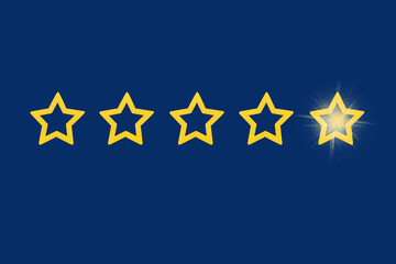 Gold, gray, silver five star shape on a blue background. The best excellent business services...