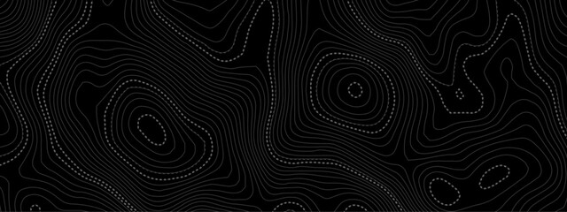 Black and white wavy paper curve relief abstract topographic map background. Geographic mountain relief. Topographic map lines, contour background. Abstract wave lines background.