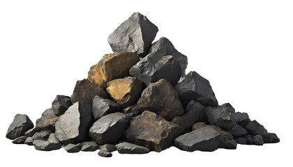 Pile of stones on a transparent background. 3d rendering.