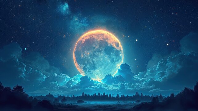 Abstract Moon Blue Sky Background, Background Banner HD
