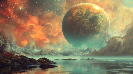 Stellar Utopia: A Planet's Tapestry of Dreamlike Beauty