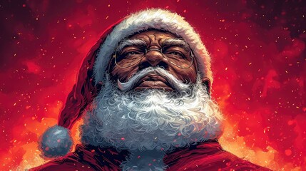 African American Santa Claus Looking Over, Background Banner HD