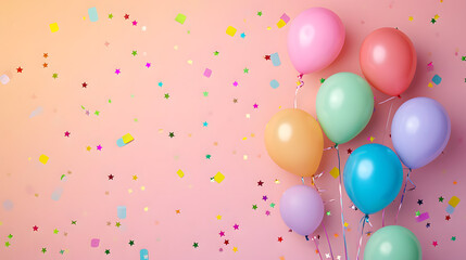 Colorful Balloons With Star Designs on a Pink Background
