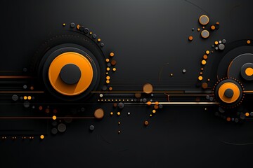 Abstract Random Geometric black orange shapes wireframe background and Gradient geometric wallpaper
