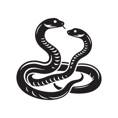 Viper's Gaze: A Gallery of Snake Silhouettes Capturing the Piercing Gaze and Allure of these Captivating Reptiles - Reptile Illustration - Viper Vector
