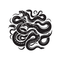 Ephemeral Echo: Snake Silhouette Series Capturing the Fleeting Beauty of These Graceful Reptilian Shadows - Snake Illustration - Snake Vector
