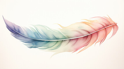 A minimalist boho feather, painted with watercolor gradients created with Generative Ai
