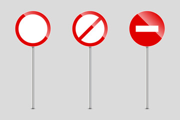 road warning sign isolated. blank traffic regulatory template. graphic banners mock up. Vector illustration