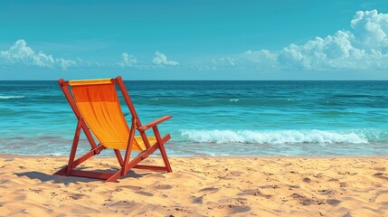 Beach Chair On Sand Under Blue, Background Banner HD