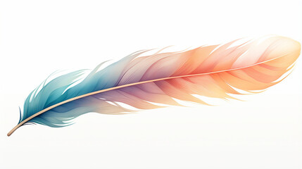 Obraz premium A minimalist boho feather, painted with watercolor gradients created with Generative Ai
