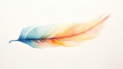 Naklejka premium A minimalist boho feather, painted with watercolor gradients created with Generative Ai