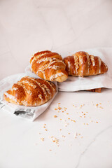 Coffee and buns. on a white background. Breakfast. Morning