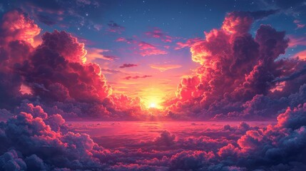 Fototapeta na wymiar Beautiful Clouds Sunset Nature Sky, Background Banner HD