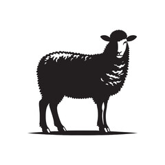 Meadow Serenade: Lamb Silhouettes in a Serenade of Innocence Amidst the Verdant Meadow - Lamb Illustration - Lamb Vector - Lamb Silhouette
