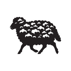 Grazing Glory: Sheep Silhouette Series Depicting the Graceful Elegance of Pastoral Moments - Sheep Illustration - Sheep Vector

