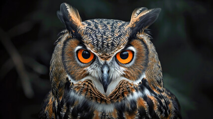 Intense Eyes of a Eurasian Eagle-Owl Close-up