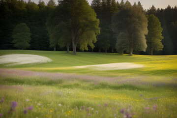 Obraz premium A peaceful meadow with wildflowers and a gentle breeze