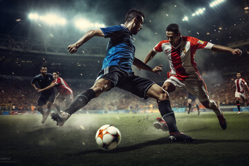 Soccer Players in Action on the Field.