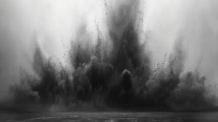 black explosion with smoke and dust. Generative AI