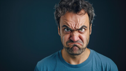 Obraz premium Man with a Frown Showing Displeasure and Disagreement